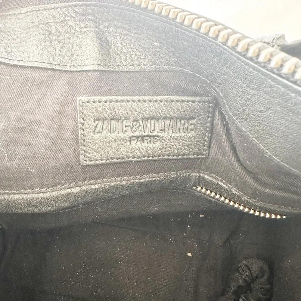 Zadig & Voltaire Black Leather Satchel with Silver Hardware